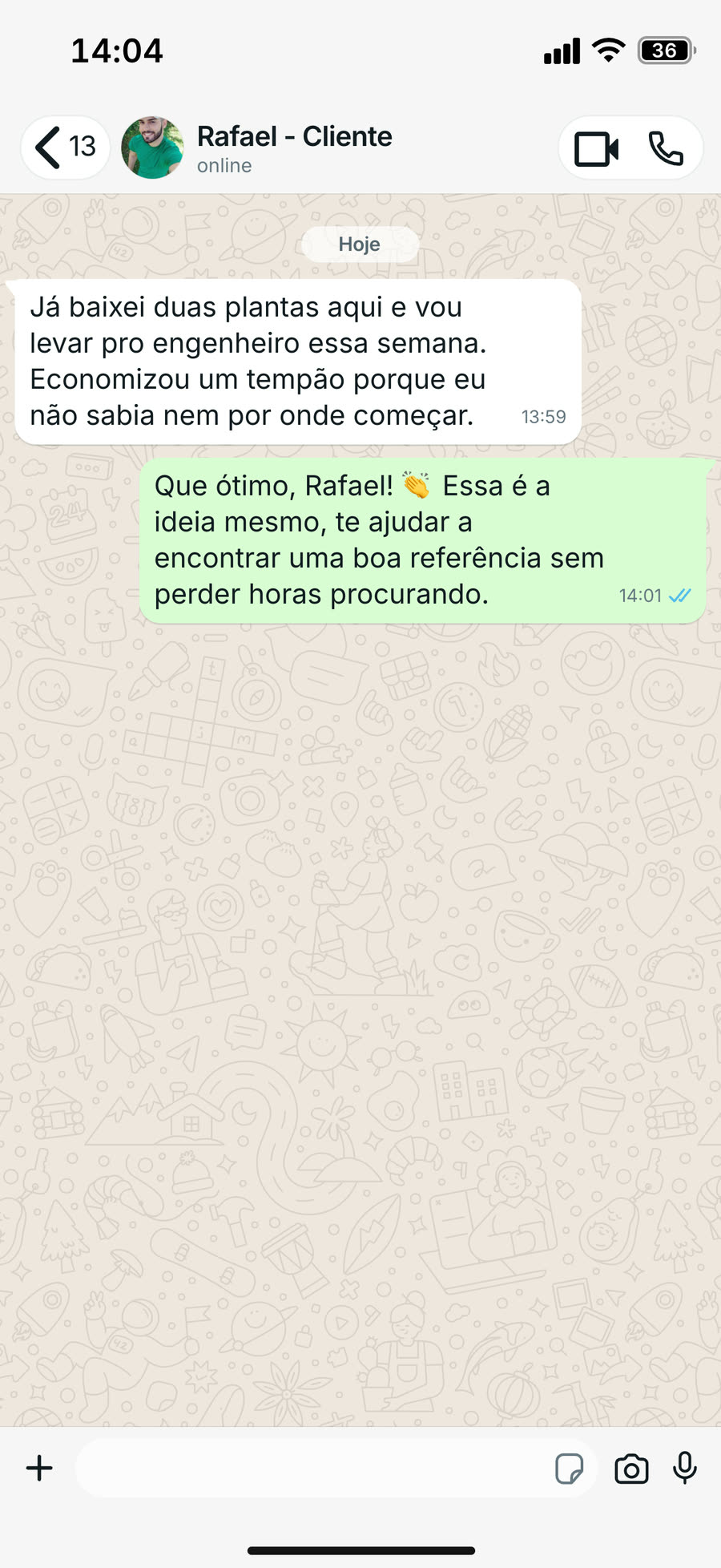 Print de conversa de cliente
